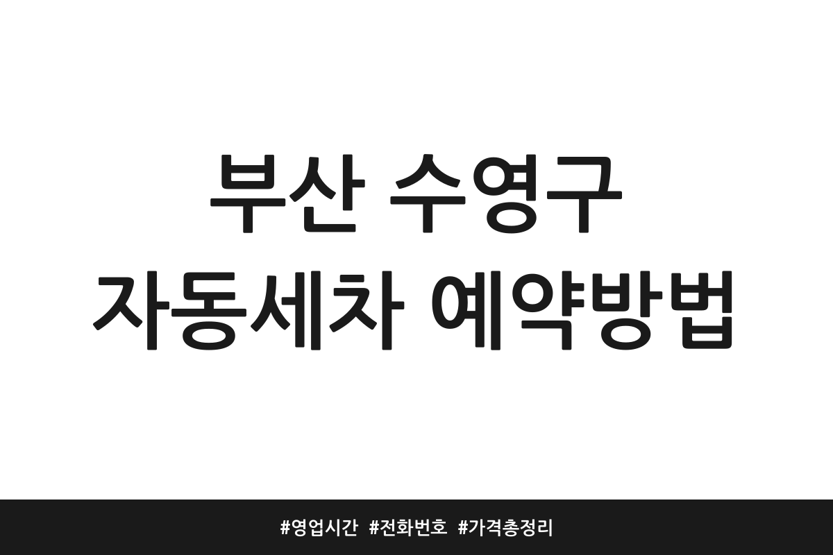 부산 수영구 자동세차 예약방법 | 영업시간 | 전화번호 | 가격 총정리